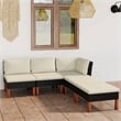vidaXL 5 Piece Garden Lounge Set in Black/White/Cream