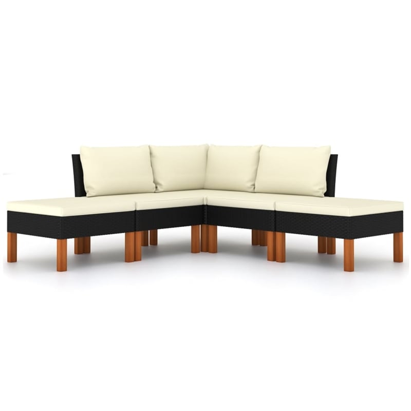vidaXL 5 Piece Garden Lounge Set in Black/White/Cream