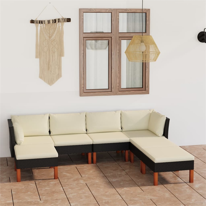 vidaXL 7 Piece Steel Garden Lounge Set in Black/White/Cream