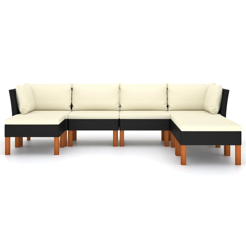 vidaXL 7 Piece Steel Garden Lounge Set in Black/White/Cream