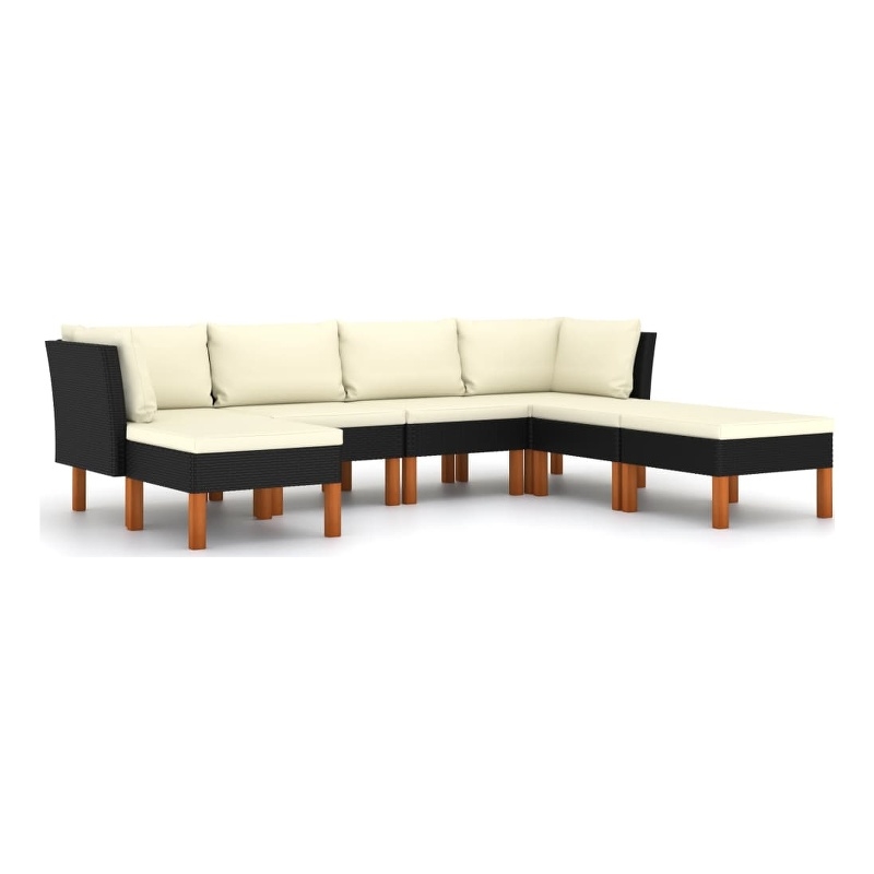 vidaXL 7 Piece Steel Garden Lounge Set in Black/White/Cream