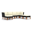 vidaXL 7 Piece Steel Garden Lounge Set in Black/White/Cream