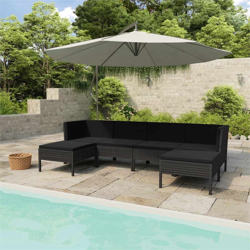 vidaXL 6 Piece Small Garden Furniture Set in Black