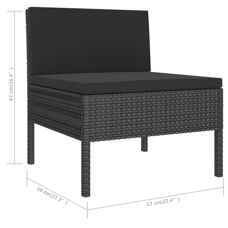 vidaXL 6 Piece Small Garden Furniture Set in Black