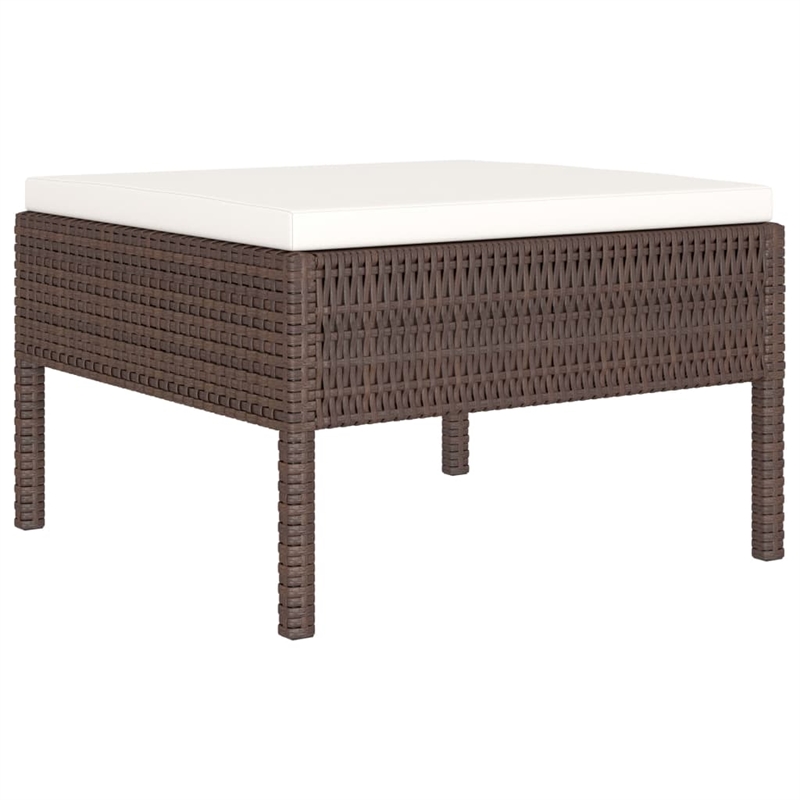 vidaXL 4 Piece Steel Small Garden Furniture Set in White/Brown/Cream