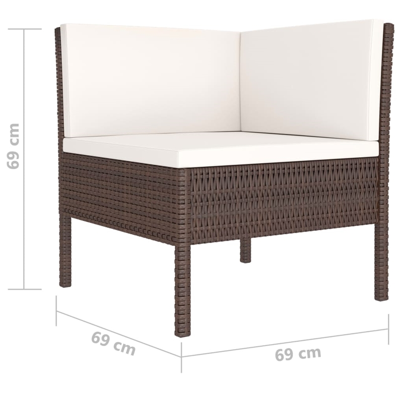 vidaXL 4 Piece Steel Small Garden Furniture Set in White/Brown/Cream