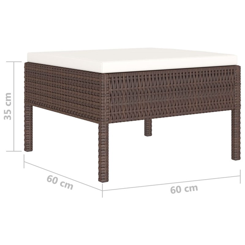 vidaXL 4 Piece Steel Small Garden Furniture Set in White/Brown/Cream
