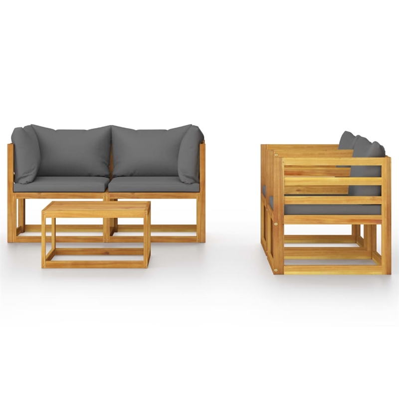 vidaXL 5 Piece Solid Acacia Wood Garden Lounge Set in Gray