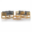 vidaXL 5 Piece Solid Acacia Wood Garden Lounge Set in Gray