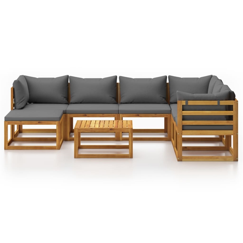 vidaXL 8 Piece Solid Acacia Wood Garden Lounge Set in Gray