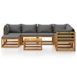 vidaXL 8 Piece Solid Acacia Wood Garden Lounge Set in Gray