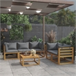 vidaXL 6 Piece Solid Acacia Wood Large Garden Lounge Set in Gray