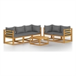 vidaXL 6 Piece Solid Acacia Wood Large Garden Lounge Set in Gray