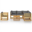 vidaXL 7 Piece Solid Acacia Wood Garden Lounge Set in Gray