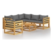 vidaXL 7 Piece Solid Acacia Wood Garden Lounge Set in Gray