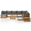 vidaXL 12 Piece Solid Acacia Wood Garden Lounge Set in Gray/Natural