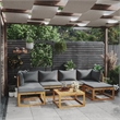 vidaXL 7 Piece Solid Acacia Wood Garden Lounge Set in Gray/Natural