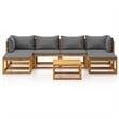vidaXL 7 Piece Solid Acacia Wood Garden Lounge Set in Gray/Natural