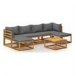 vidaXL 7 Piece Solid Acacia Wood Garden Lounge Set in Gray/Natural