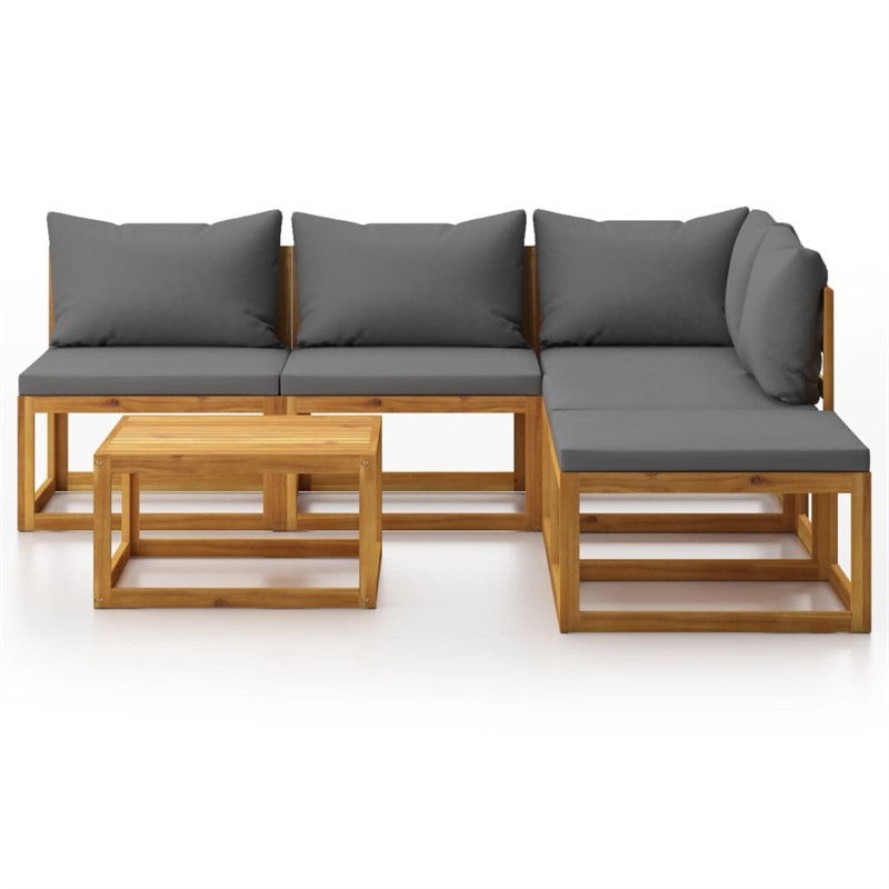 vidaXL 6 Piece Solid Acacia Wood Large Garden Lounge Set in Gray/Natural