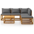 vidaXL 6 Piece Solid Acacia Wood Large Garden Lounge Set in Gray/Natural