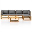 vidaXL 6 Piece Solid Acacia Wood Garden Lounge Set in Gray