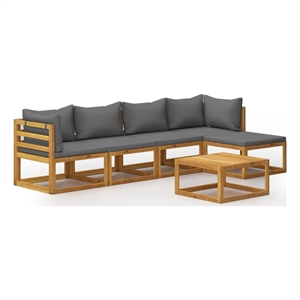 vidaxl 6 piece solid acacia wood garden lounge set in gray