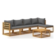 vidaXL 6 Piece Solid Acacia Wood Garden Lounge Set in Gray