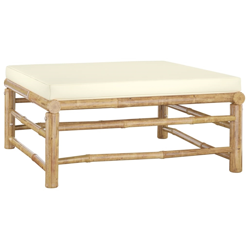 vidaXL 6 Piece Bamboo Small Garden Lounge Set in White/Cream