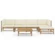 vidaXL 6 Piece Bamboo Small Garden Lounge Set in White/Cream