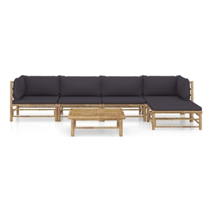 vidaxl 6 piece bamboo medium garden lounge set in gray