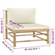 vidaXL 4 Piece Bamboo Standard Garden Lounge Set in White/Cream