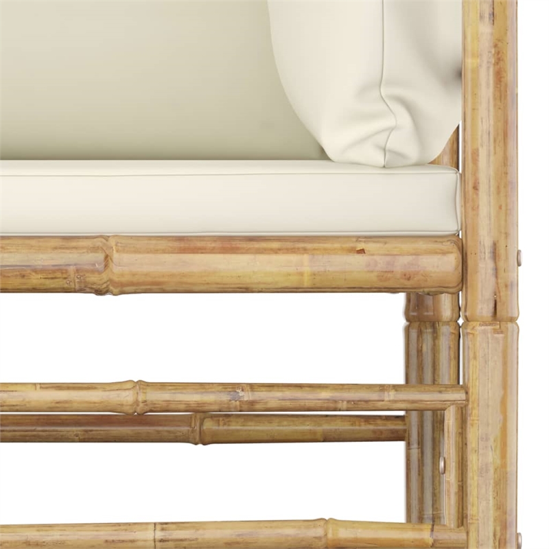 vidaXL 6 Piece Bamboo Small Garden Lounge Set in White/Cream