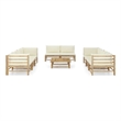 vidaXL 9 Piece Bamboo Medium Garden Lounge Set in White/Cream