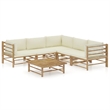 vidaXL 6 Piece Bamboo Small Garden Lounge Set in White/Cream