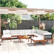 vidaXL 11 Piece Solid Acacia Wood Large Garden Lounge Set in Cream