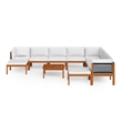 vidaXL 11 Piece Solid Acacia Wood Large Garden Lounge Set in Cream