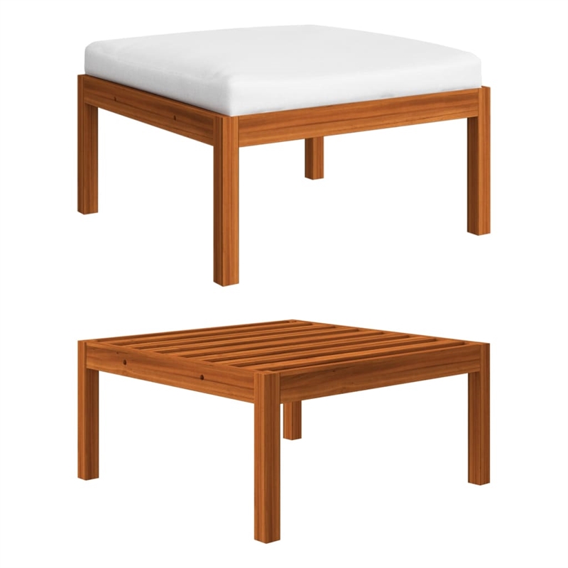 vidaXL 9 Piece Solid Acacia Wood Large Garden Lounge Set in Cream