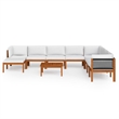 vidaXL 9 Piece Solid Acacia Wood Large Garden Lounge Set in Cream