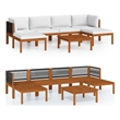 vidaXL 7 Piece Solid Acacia Wood Garden Lounge Set in Cream/Natural