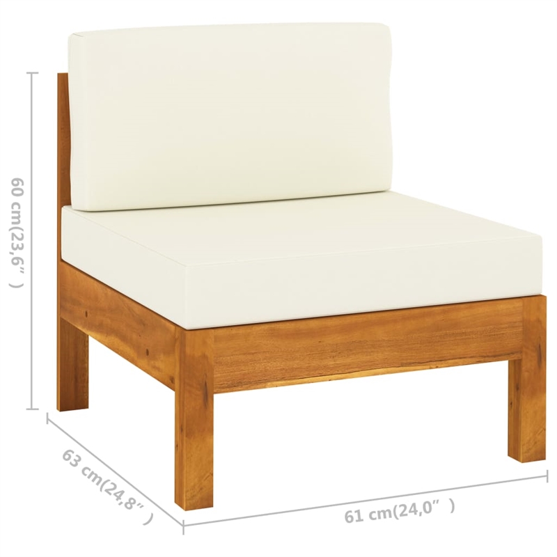 vidaXL Solid Acacia Wood Sofa in White/Cream