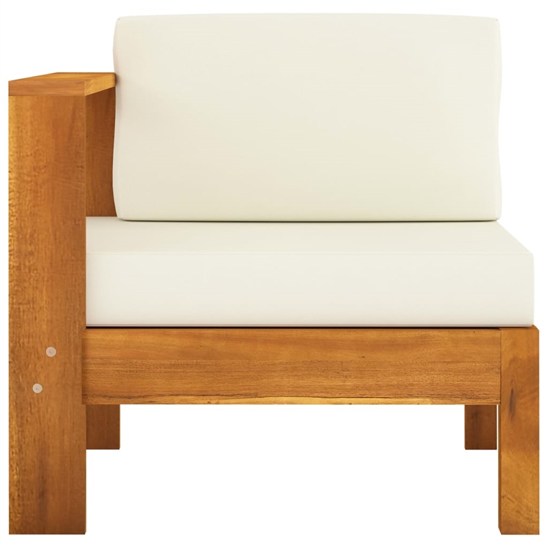 vidaXL Solid Acacia Wood Sofa in White/Cream
