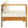 vidaXL Solid Acacia Wood Sofa in White/Cream