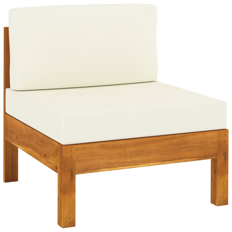 vidaXL Solid Acacia Wood Sofa in White/Cream