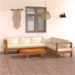 vidaXL 7 Piece Solid Acacia Wood Lounge Set in White/Cream