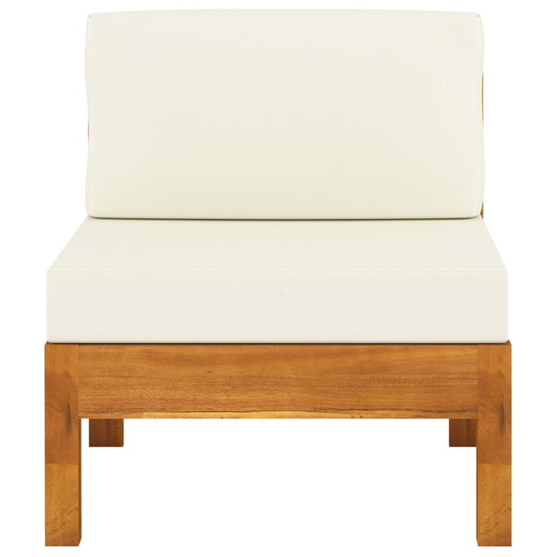 vidaXL 7 Piece Solid Acacia Wood Lounge Set in White/Cream