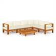 vidaXL 7 Piece Solid Acacia Wood Lounge Set in White/Cream
