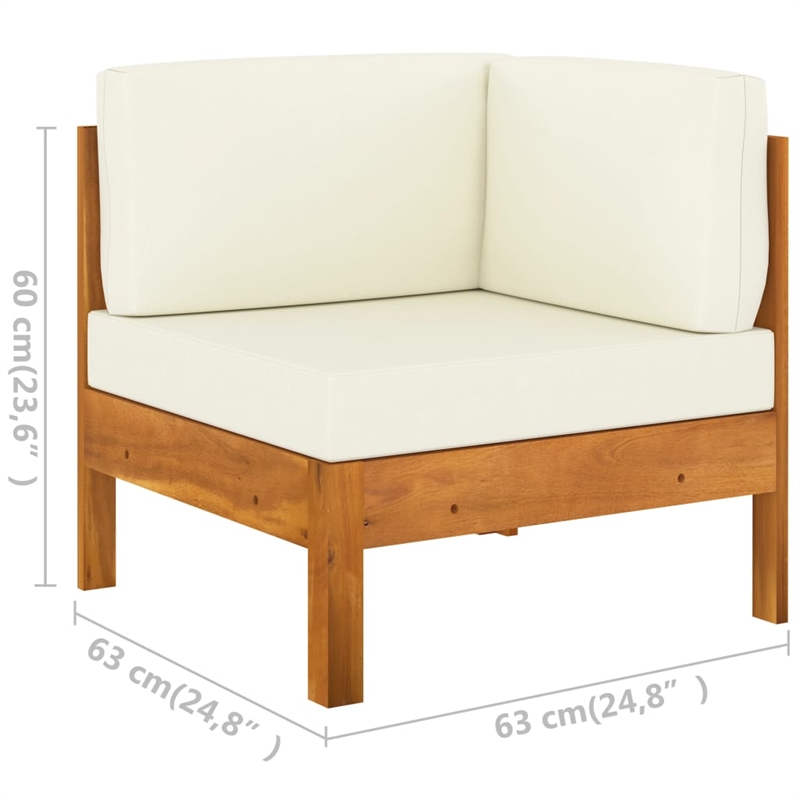 vidaXL 8 Piece Solid Acacia Wood Lounge Set in Cream
