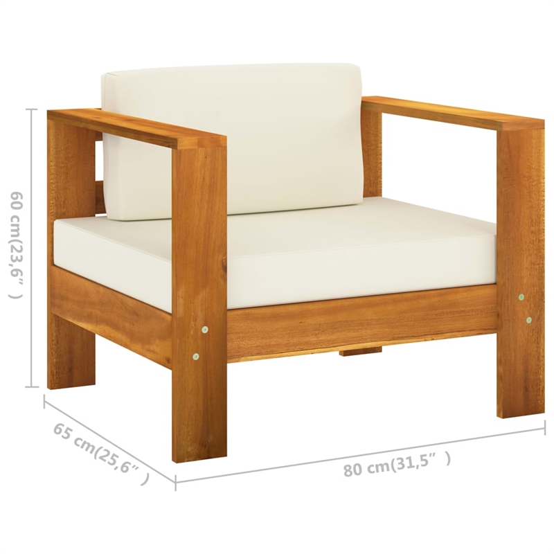 vidaXL 8 Piece Solid Acacia Wood Lounge Set in Cream