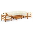 vidaXL 8 Piece Solid Acacia Wood Lounge Set in Cream